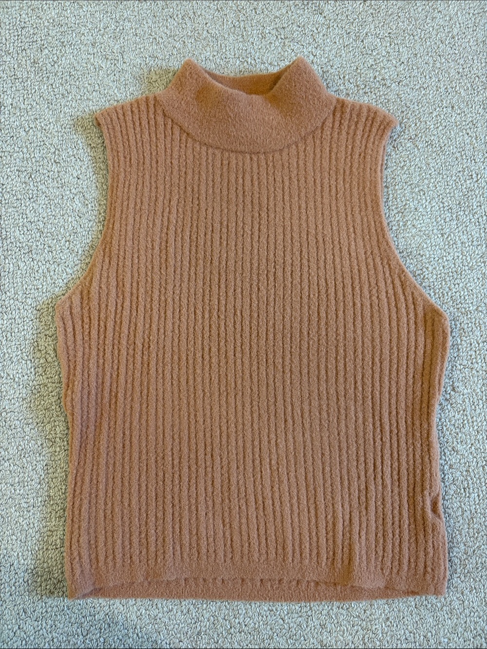 Express Sleeveless Ribbed Mock Neck Sweater - Camel